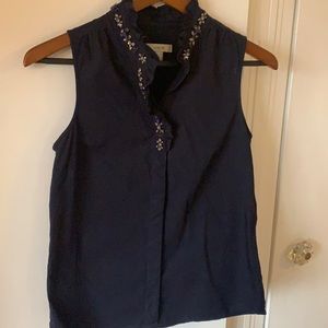 J. Crew Embellished Sleeveless Blouse